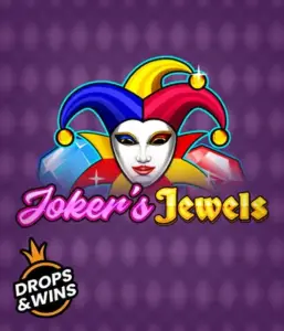 Enjoy the playful ambiance of Joker's Jewels slot by Pragmatic Play, featuring a captivating joker's mask embellished with a vivid jester hat. This image conveys the joyful spirit of casino gaming, set against a deep purple background. Perfect for fans of joker-themed slots, delivering a entertaining play experience. 