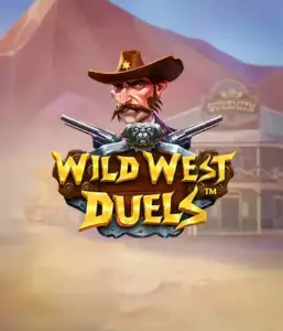  Dive into the daring world of "Wild West Duels" by Pragmatic Play, featuring a hardened gunslinger ready for a showdown. The image features a fierce cowboy with crossed pistols, set against a desert backdrop. His intense eyes and elaborate attire embody the spirit of the Old West. The game's title is boldly presented in a rustic font, enhancing the action-packed theme. 