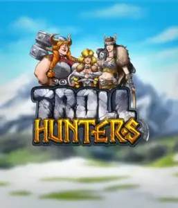 Immerse yourself in "Troll Hunters," where fierce Viking warriors stand ready to take on their foes. The logo shows a male and female Viking, armed and ready, overlooking a cold mountainous backdrop. They radiate power and determination, symbolizing the spirit of the game's adventurous theme.