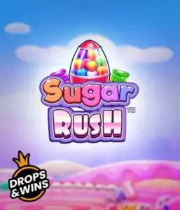 Experience the sweet world of Sugar Rush by Pragmatic Play, showcasing a vibrant candy dispenser against a fantastic candy landscape. This graphic portrays the fun and excitement of the slot, enhanced with bright candies and charming typography. Perfect for candy lovers, offering endless entertainment. 