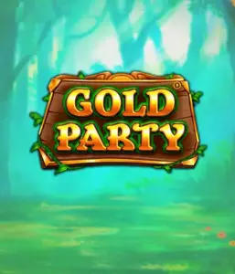 Discover the magical forest of the Gold Party game by Pragmatic Play, highlighting a rustically styled wooden sign decorated with golden letters. The background features a misty green forest adding a touch of enchantment to the overall ambiance. Ideal for fans of magical and nature-inspired games, providing a whimsical adventure. 